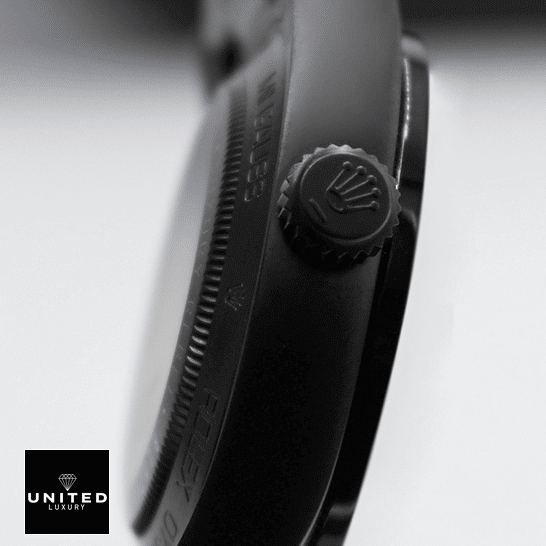 Rolex Milgauss 116400 Black Case Replica Left Side Black Crown Pusher